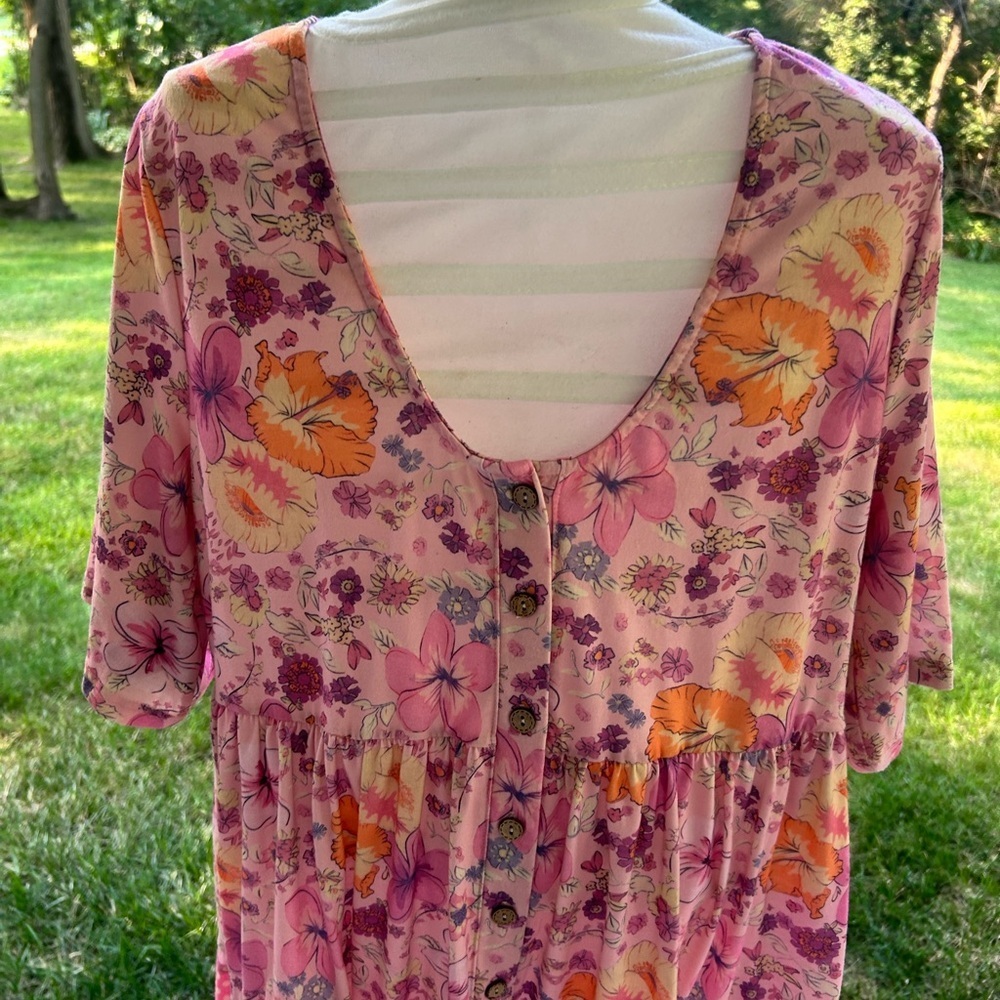 NWOT-One Eleven North-Floral Pink Button-Down Dress - Picture 3 of 7